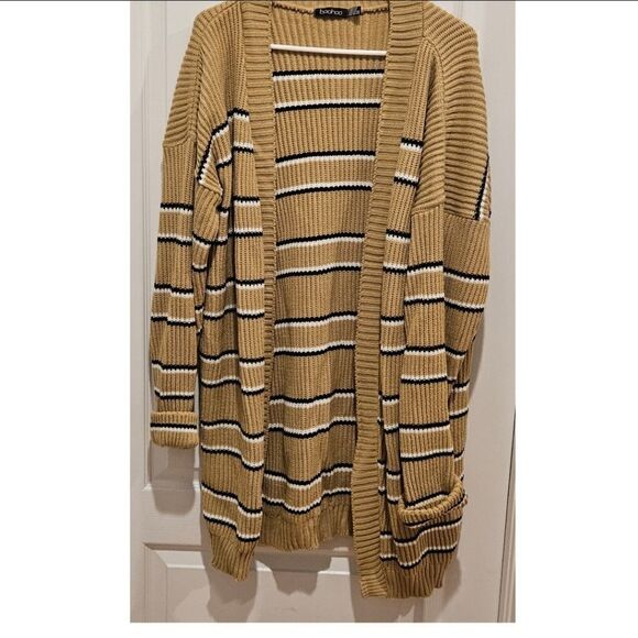 Women's Striped Cardigan Sweater by BooHoo Size 16/New Without Tags - Picture 2 of 5